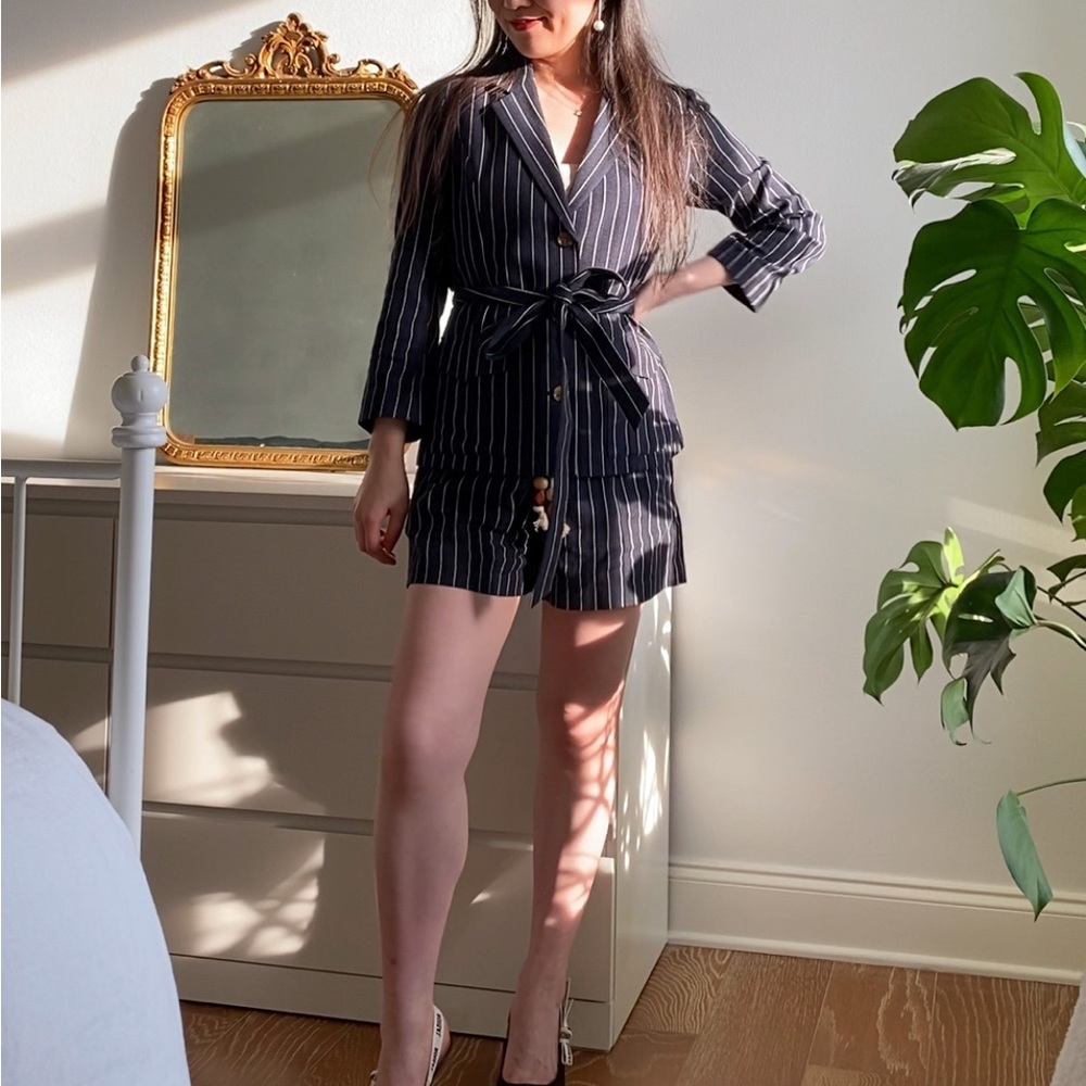Dannijo Stripped Blazer and Shorts Set Navy XS